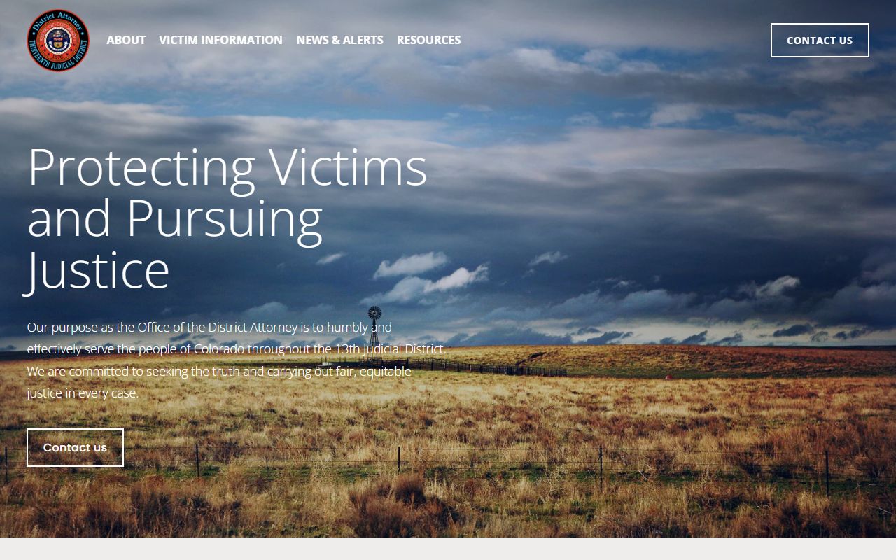 13th Judicial District Attorney website serving Yuma County criminal cases