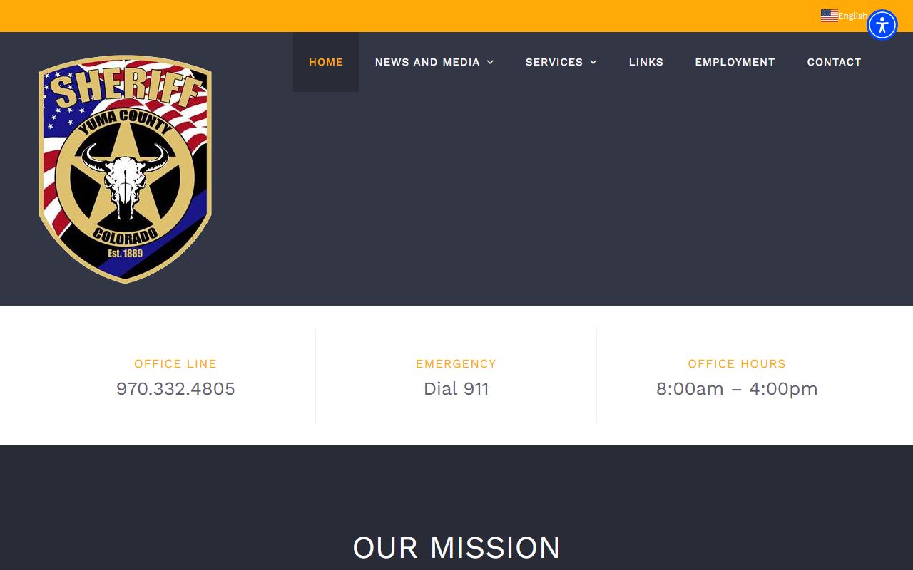 Yuma County Sheriff's Office homepage for Colorado inmate and arrest records
